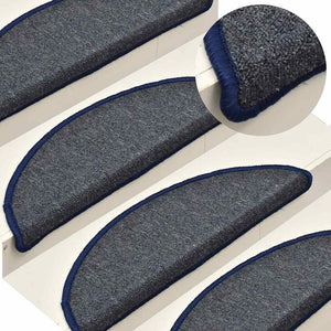 Stair mats 30 pcs dark gray and blue 56x17x3 cm