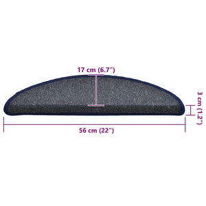 Stair mats 30 pcs dark gray and blue 56x17x3 cm