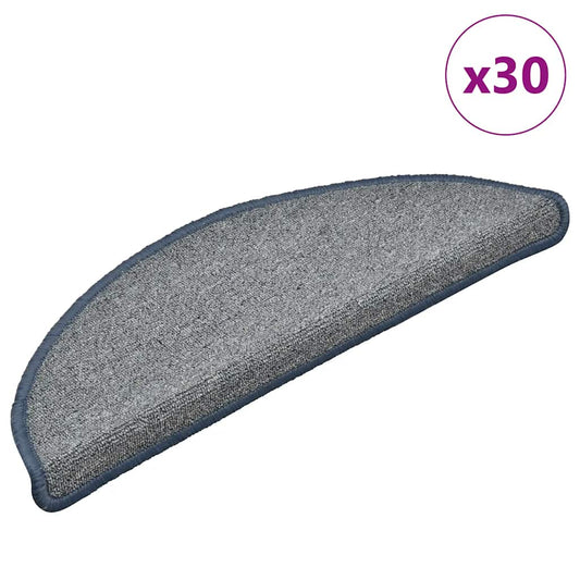 Stair mats 30 pcs light gray and blue 56x17x3 cm