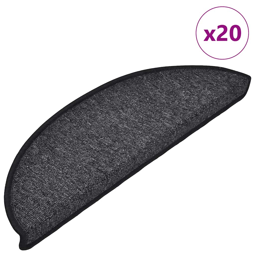 Stair mats 20 pieces anthracite 56x17x3 cm