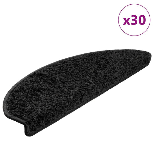Stair mats 30 pcs black 65x21x4 cm