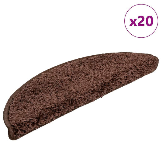 Stair mats 20 pcs brown 56x17x3 cm