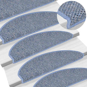 Self-adhesive stair mats sisal 30 pcs 65x21x4 cm blue