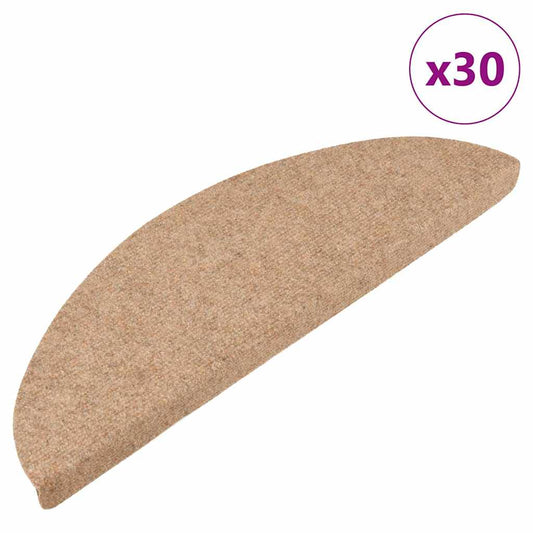 Self-adhesive stair mats 30 pcs beige 56x17x3 cm