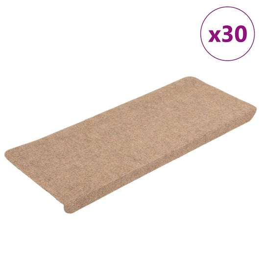 Self-adhesive stair mats 30 pcs beige 65x24.5x3.5 cm
