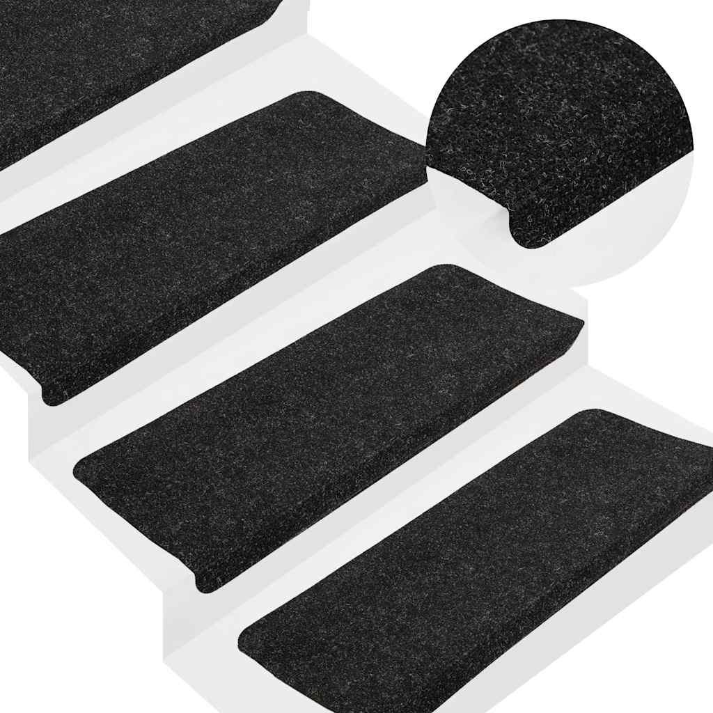 Self-adhesive stair mats 30 pieces anthracite 65x24.5x3.5 cm