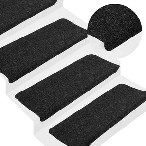Self-adhesive stair mats 30 pieces anthracite 65x24.5x3.5 cm