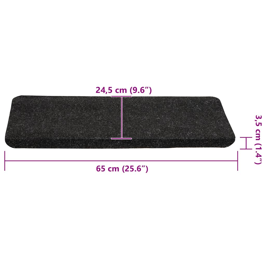 Self-adhesive stair mats 30 pieces anthracite 65x24.5x3.5 cm