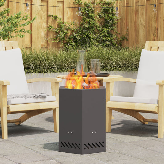 Smokeless Fireplace Hexagonal Black 38x38x51 cm Steel