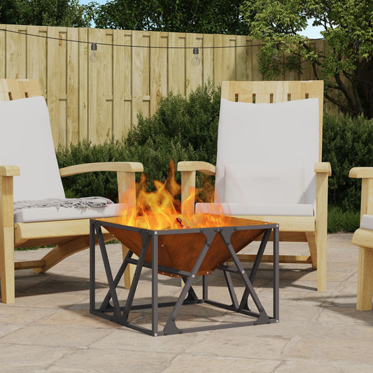 Fire Pit Square 50x50x35 cm Weatherproof Steel