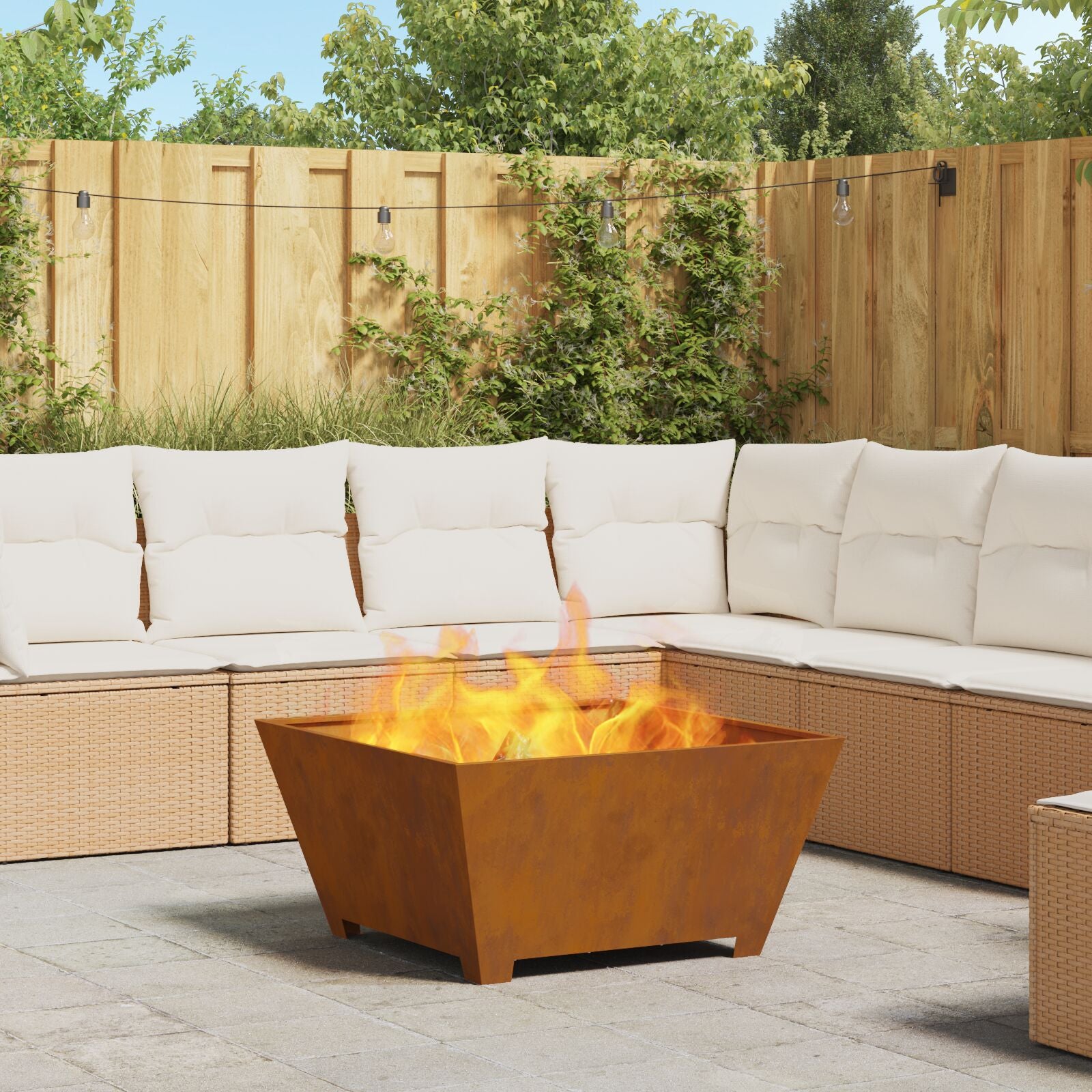 Fire Pit Square 80x80x40 cm Weatherproof Steel