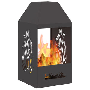 Fire pit black 50x50x100 cm steel