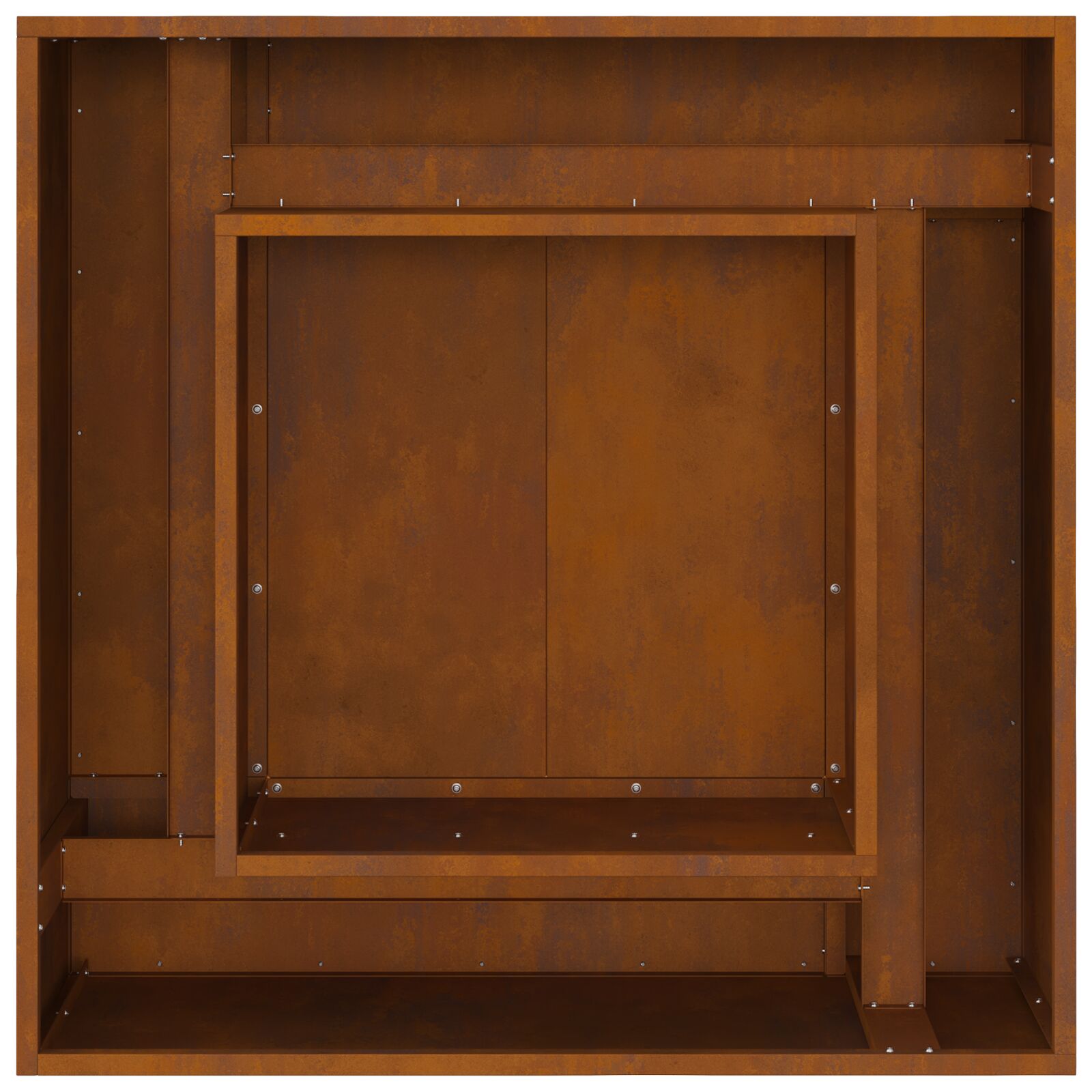 Wood Hole Square 80x80x40 cm Weathered Steel
