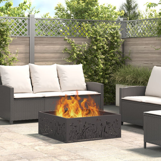 Fireplace Square Black 80x80x30 cm Steel