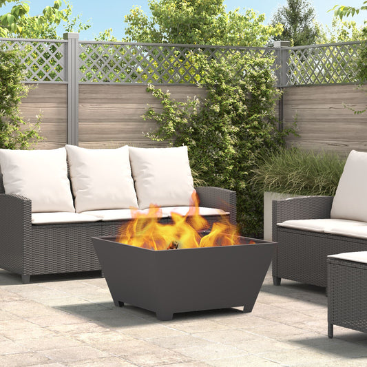 Fireplace Square Black 80x80x40 cm Steel