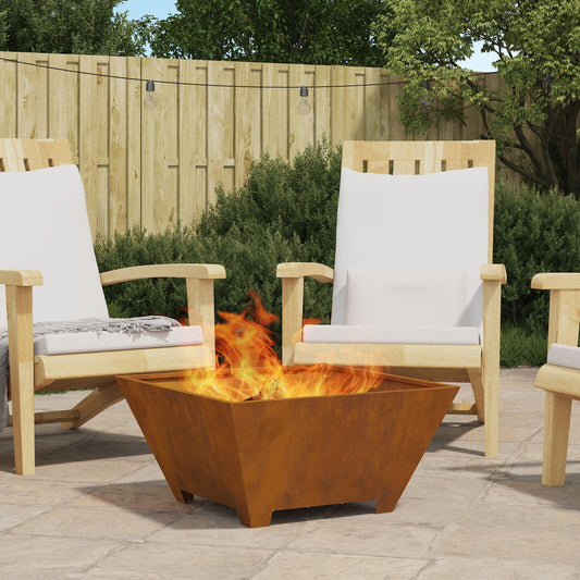 Fire Pit Square 60x60x30 cm Weatherproof Steel