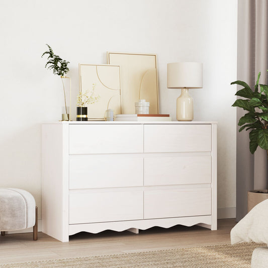 Chest of drawers ""DRAMMEN"" White 111x43x73.5 cm Solid Wood Pine