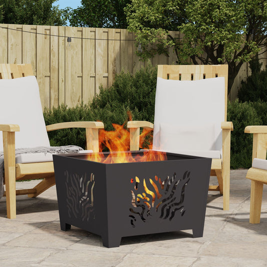 Fireplace Kitchen Square Black 60x60x40 cm Steel