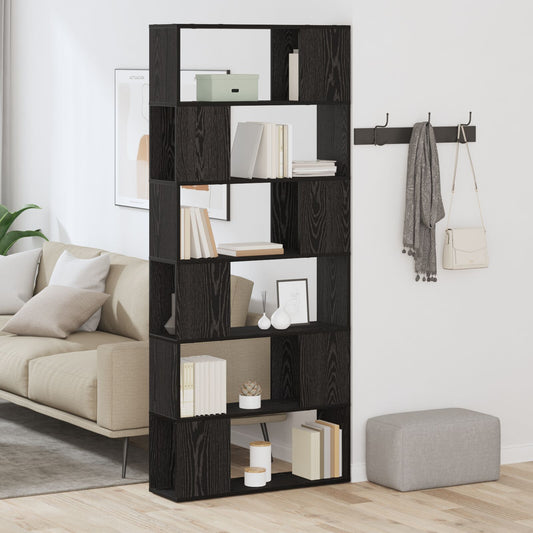 Bookcase Black Oak 80x24x186 cm Engineered Wood