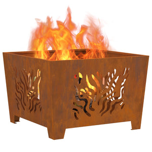 Fireplace Square 60x60x40 cm Weatherproof Steel