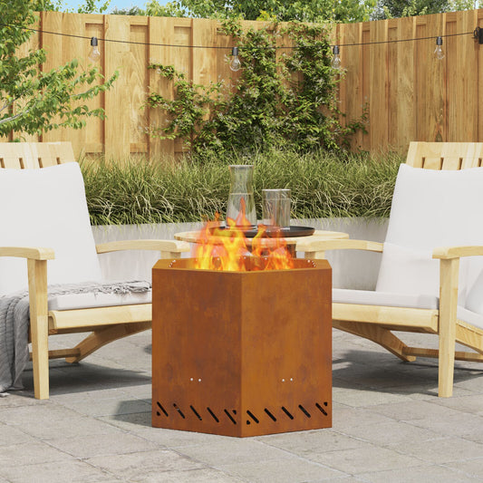Smokeless Fire Pit Hexagonal 58x58x51 cm Weatherproof Steel