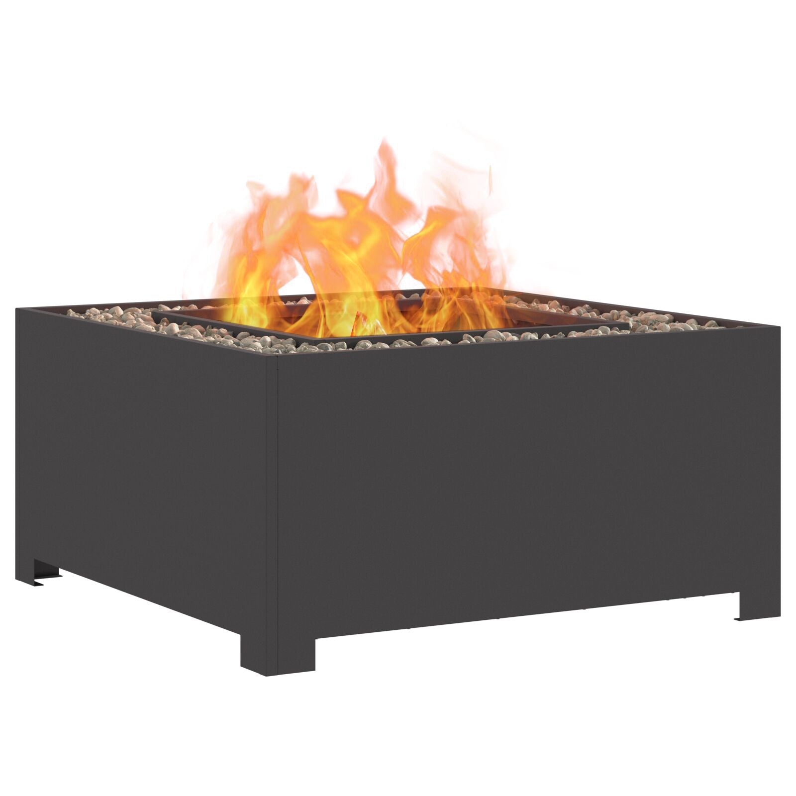 Fire dish Square Black 80x80x40 cm Steel