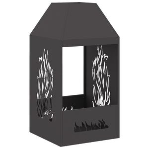 Fire pit black 50x50x100 cm steel