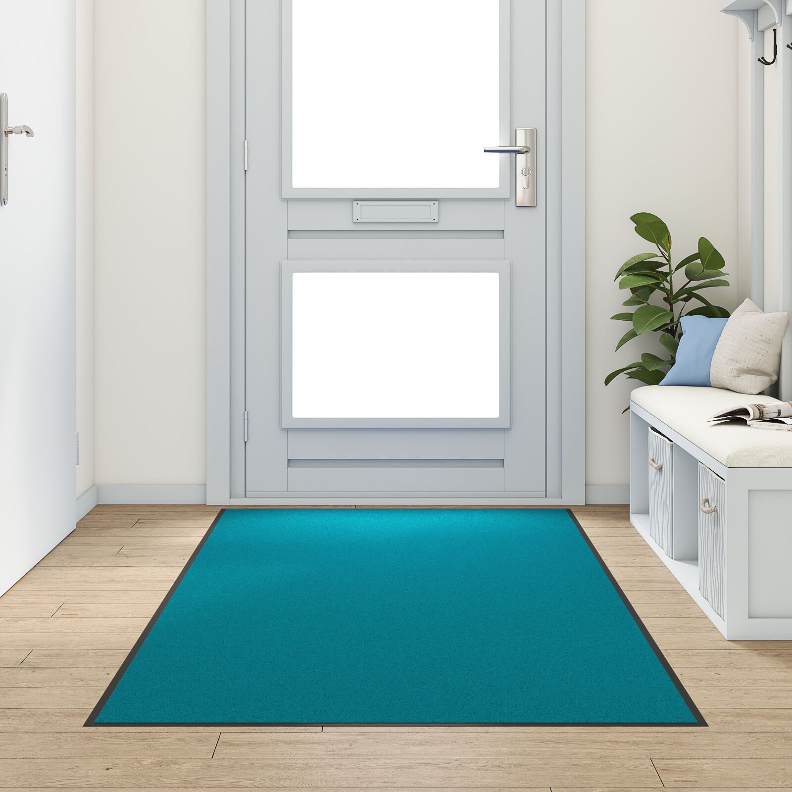 Doormat Washable Cyan 120x300 cm