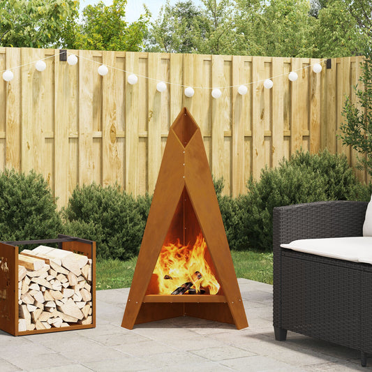 Fire pit pyramid black 58x36x100 cm steel