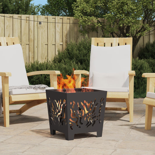 Fireplace Square Black 40x40x40 cm Steel