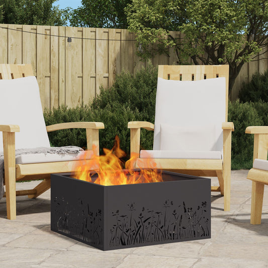 Fireplace Square black 60x60x30 cm steel