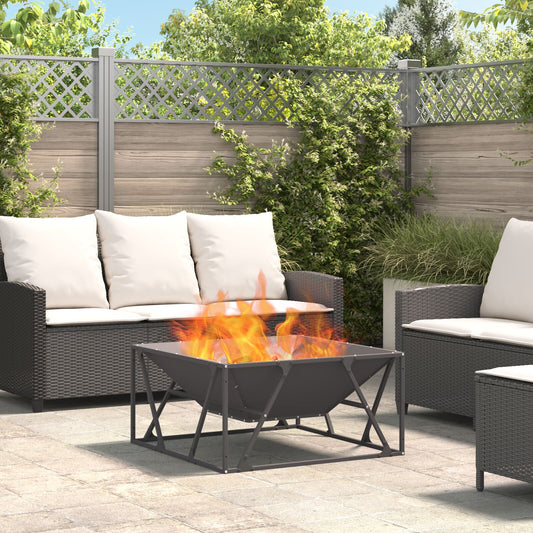 Fireplace Square Black 80x80x40 cm Steel