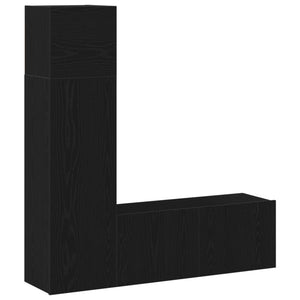 3-Piece TV Cabinet Set in Black Oak Engineered Wood