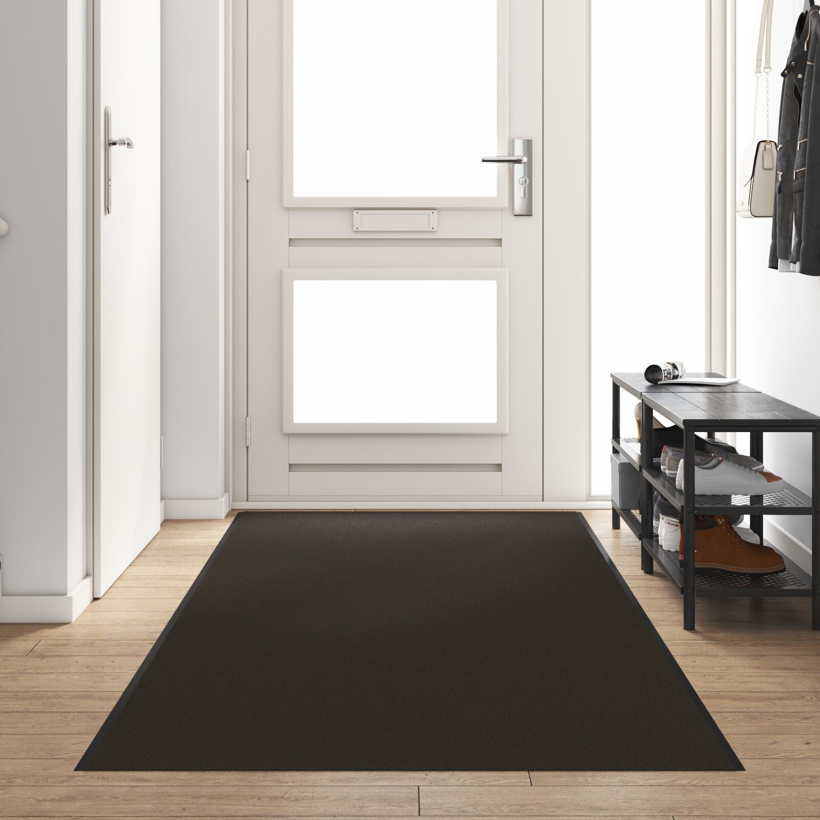 Doormat, Washable, Black, 120x400 cm