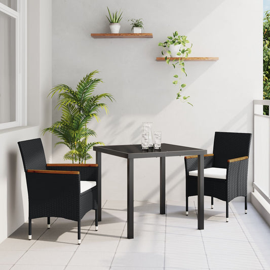3 Piece Garden Furniture Set Black Poly Rattan