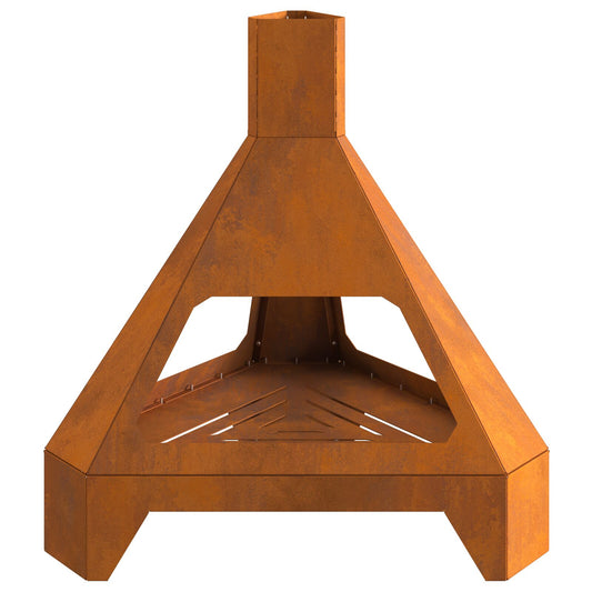 fireplace with chimney 50x43x52 cm weatherproof steel
