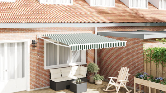 Automatisk Uttrekkbar Markise Grønn og Hvit 350x250 cm
