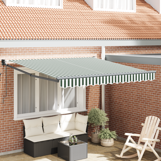 Automatisk Uttrekkbar Markise Grønn og Hvit 350x250 cm
