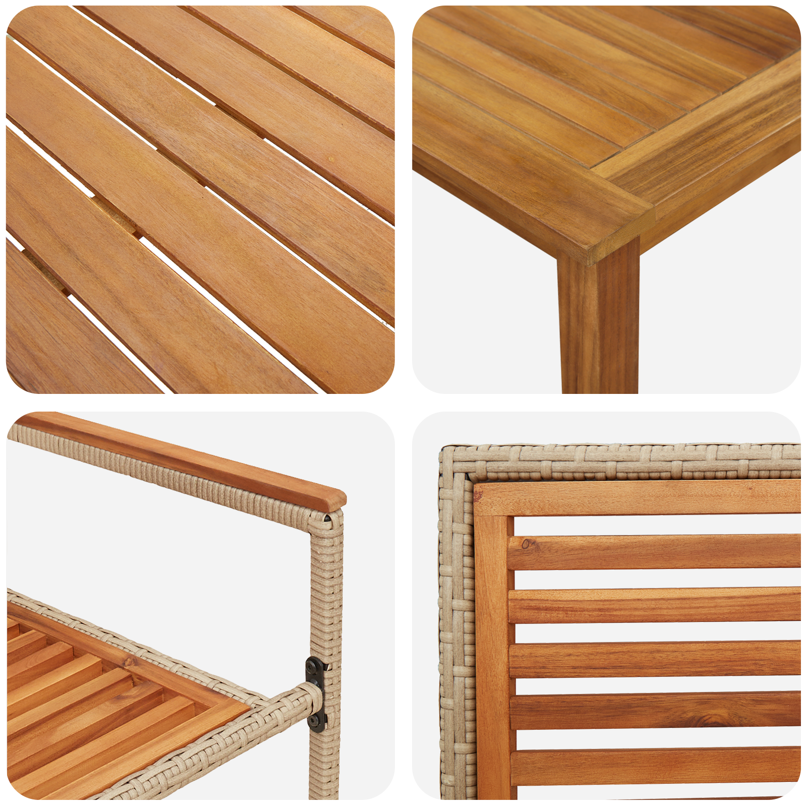 5 Delers Hage Spisebord Sett Beige Poly Rattan Akasie