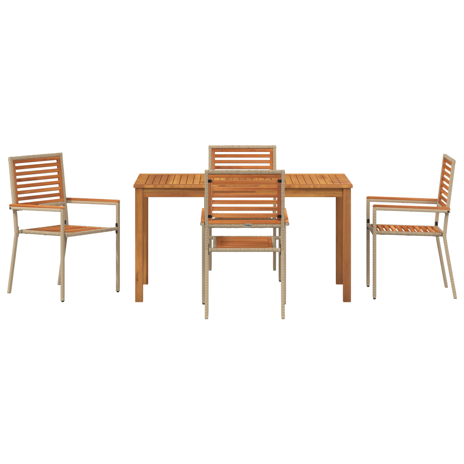 5 Delers Hage Spisebord Sett Beige Poly Rattan Akasie