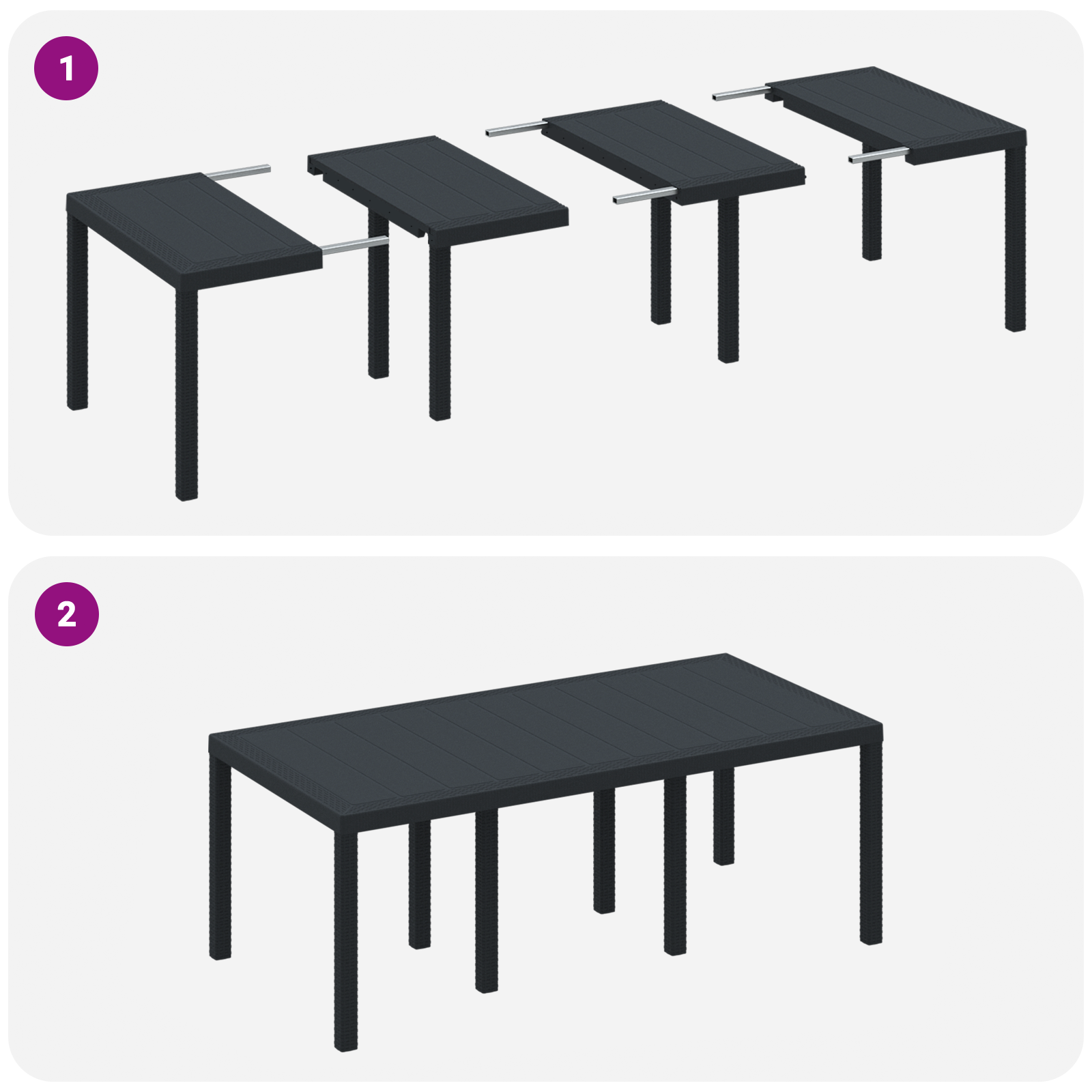 7 Delt Hage Spisestue med Puter Anthracite Poly Rattan