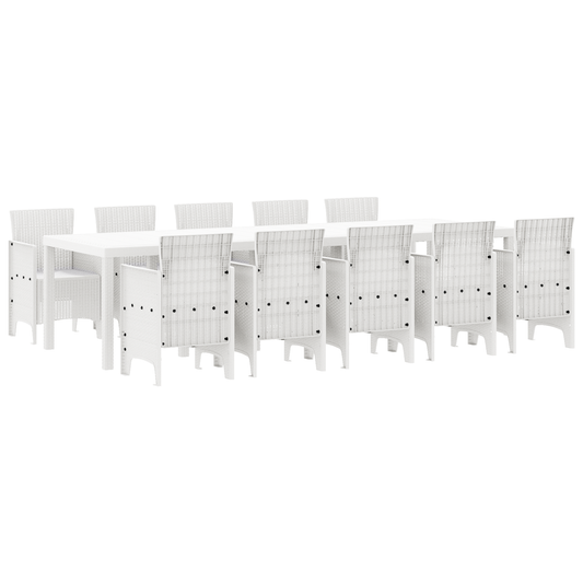 11 Deler Hage Spisegruppe Hvit Poly Rattan