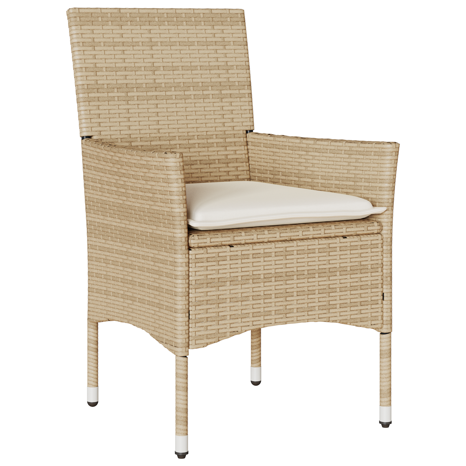 5 Delt Hage Spisebord Set med Puter Beige Poly Rattan