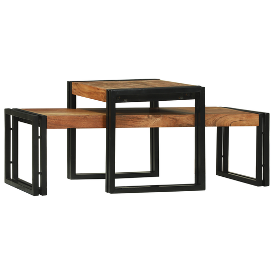 2 Delt Kaffebordsett Massivt Tre Akasie