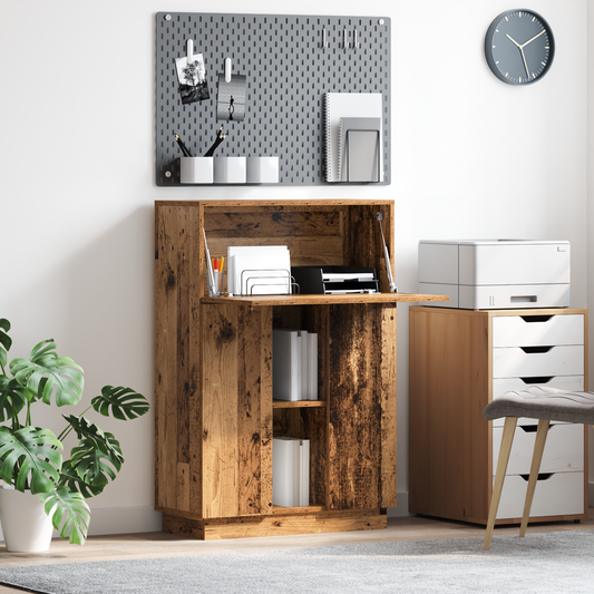 Brun Skrivebord Gamle tre Konstruert tre Medium