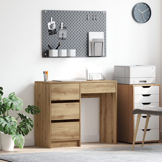 Brunt skrivebord Artisan eik Konstruert tre Kompakt Oppbevaring